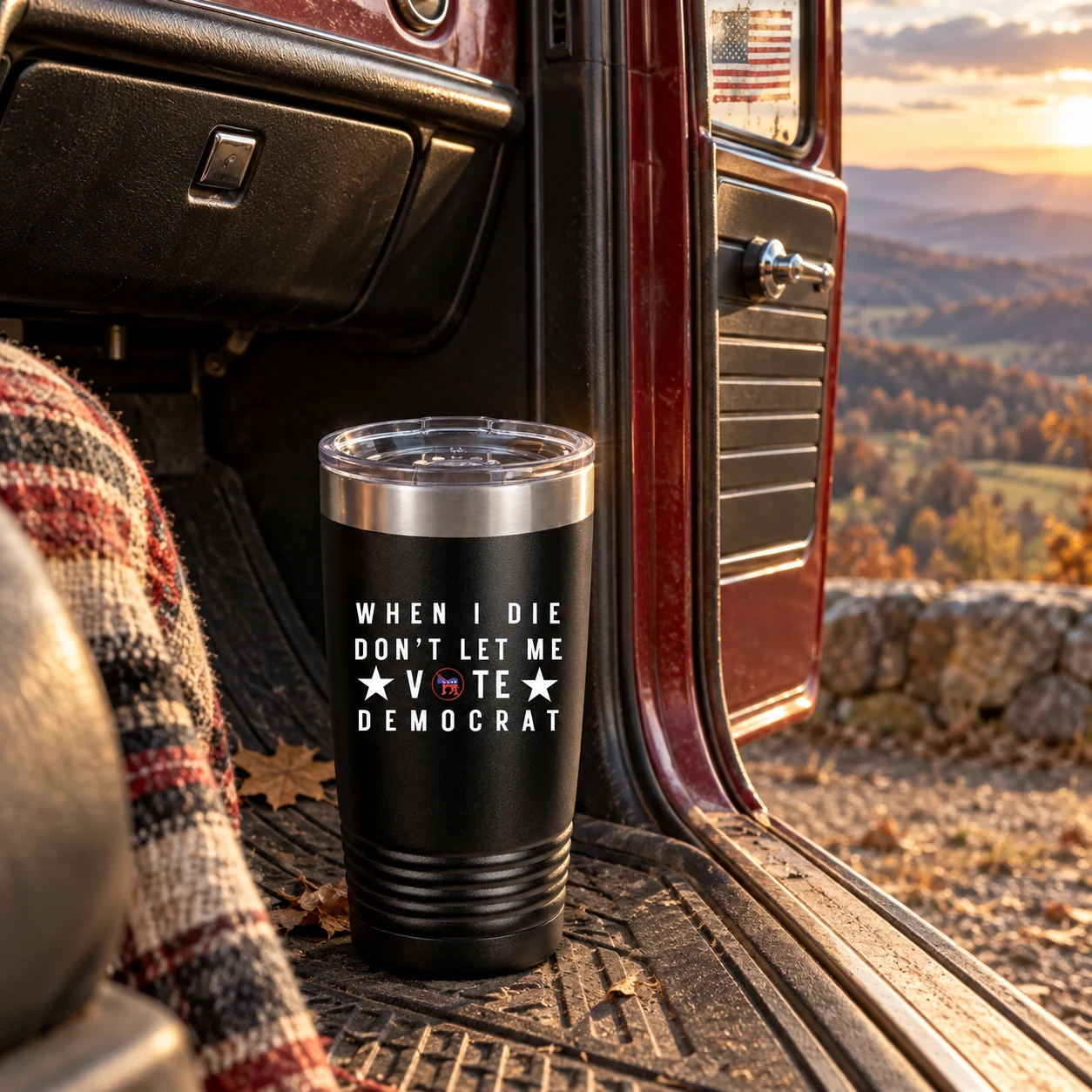 Don't Let Me Vote Democrat Tumbler – 20oz - Black - Back