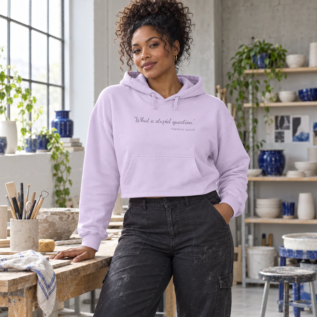 The "Stupid Question" Hoodie: Women's Version, Cropped -  thumbnail 11