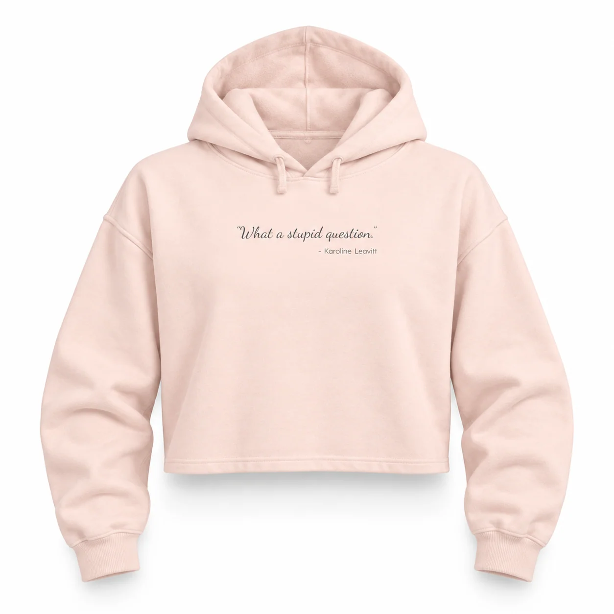 The "Stupid Question" Hoodie: Women's Version, Cropped - Pale Pink - Front