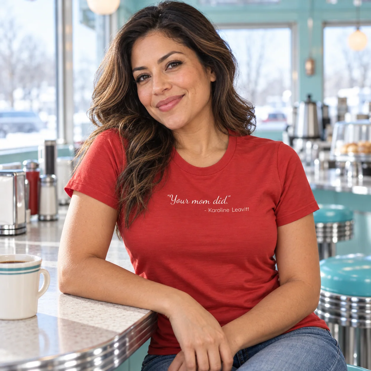 The "Your Mom Did." Tee: Women's Version - Red - Back