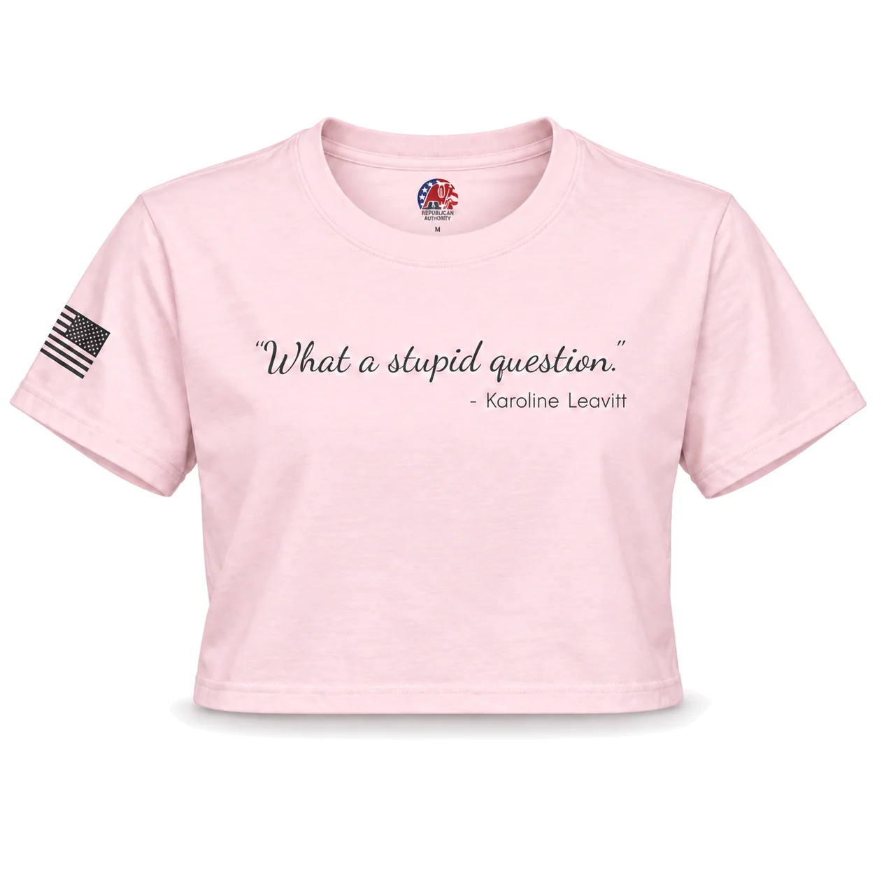 The "Stupid Question" Tee: Women's Version, Cropped - Pale Pink - Front