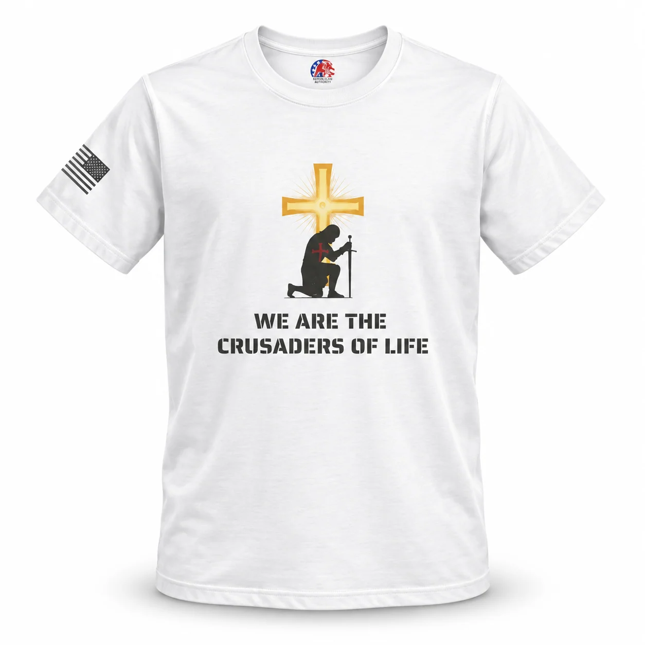 Kneeling Knight, Crusaders of Life - Solid White Blend - Front