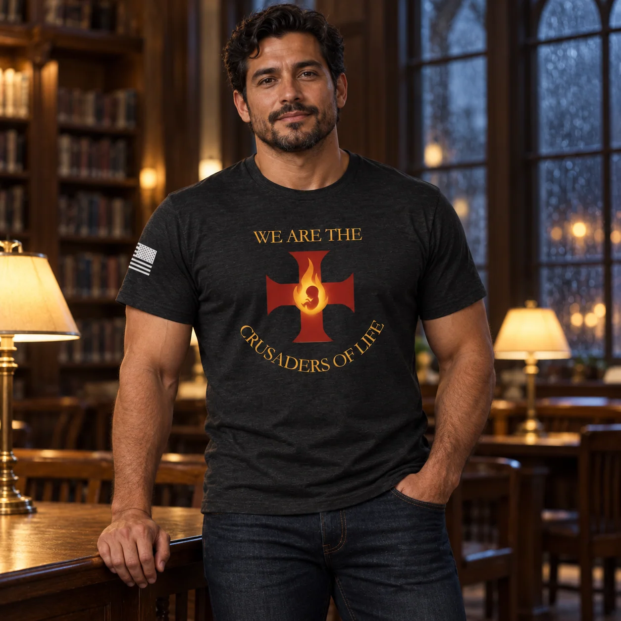 Crusaders of Life Flame Cross - Black Heather - Back