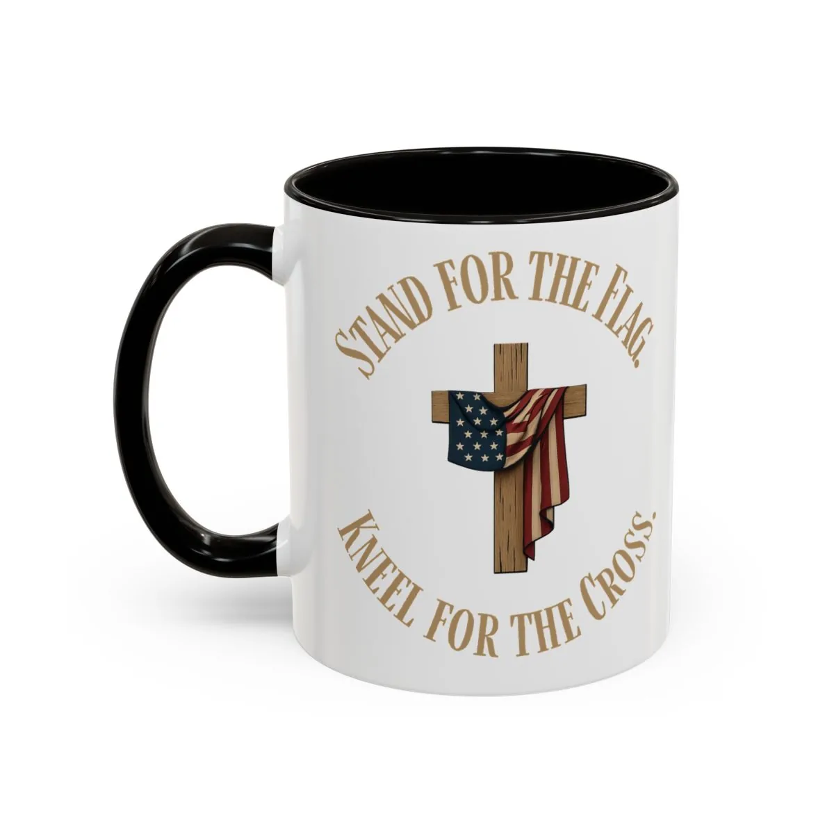 Stand for the Flag. Kneel for the Cross. - Black - Front