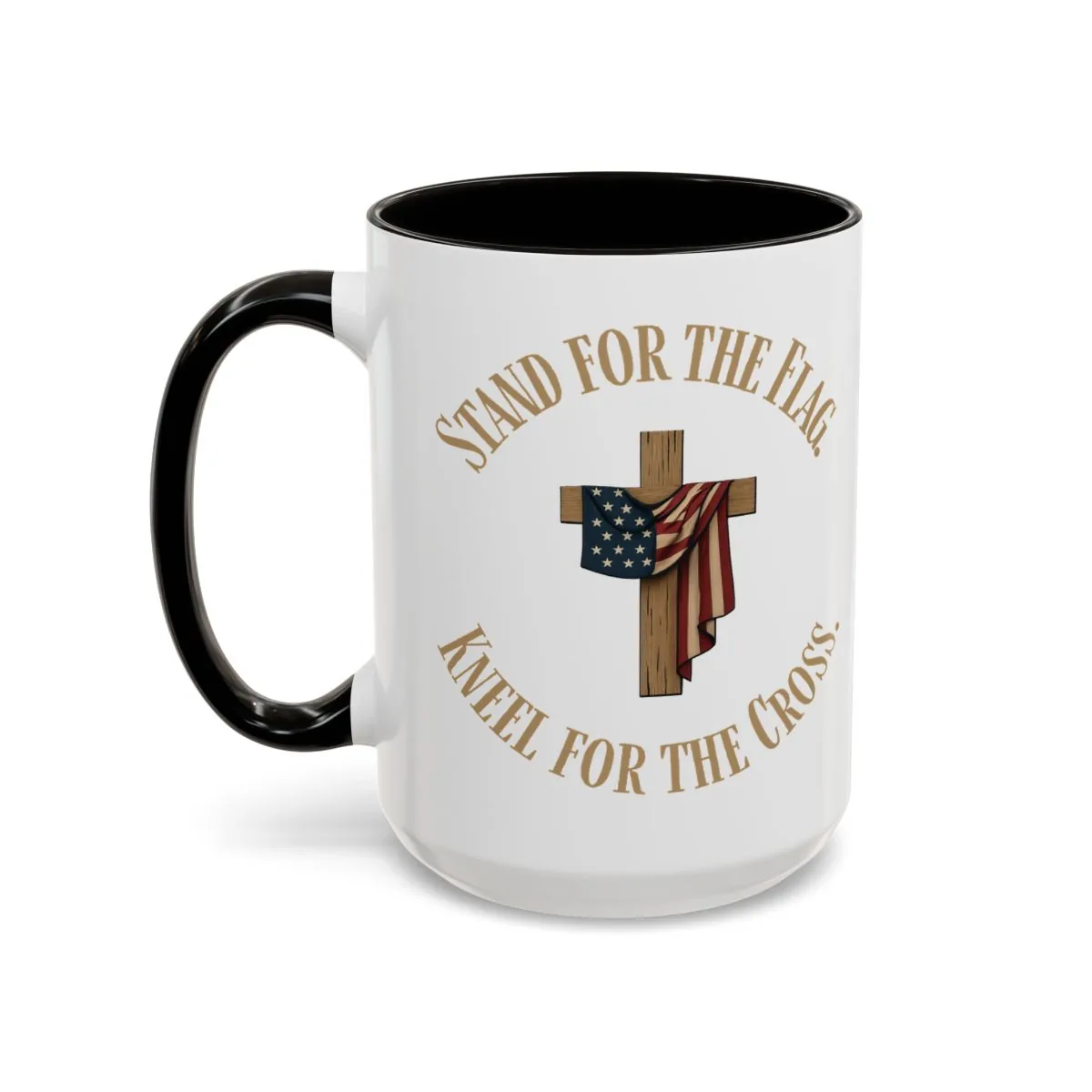 Stand for the Flag. Kneel for the Cross. - Black - Back