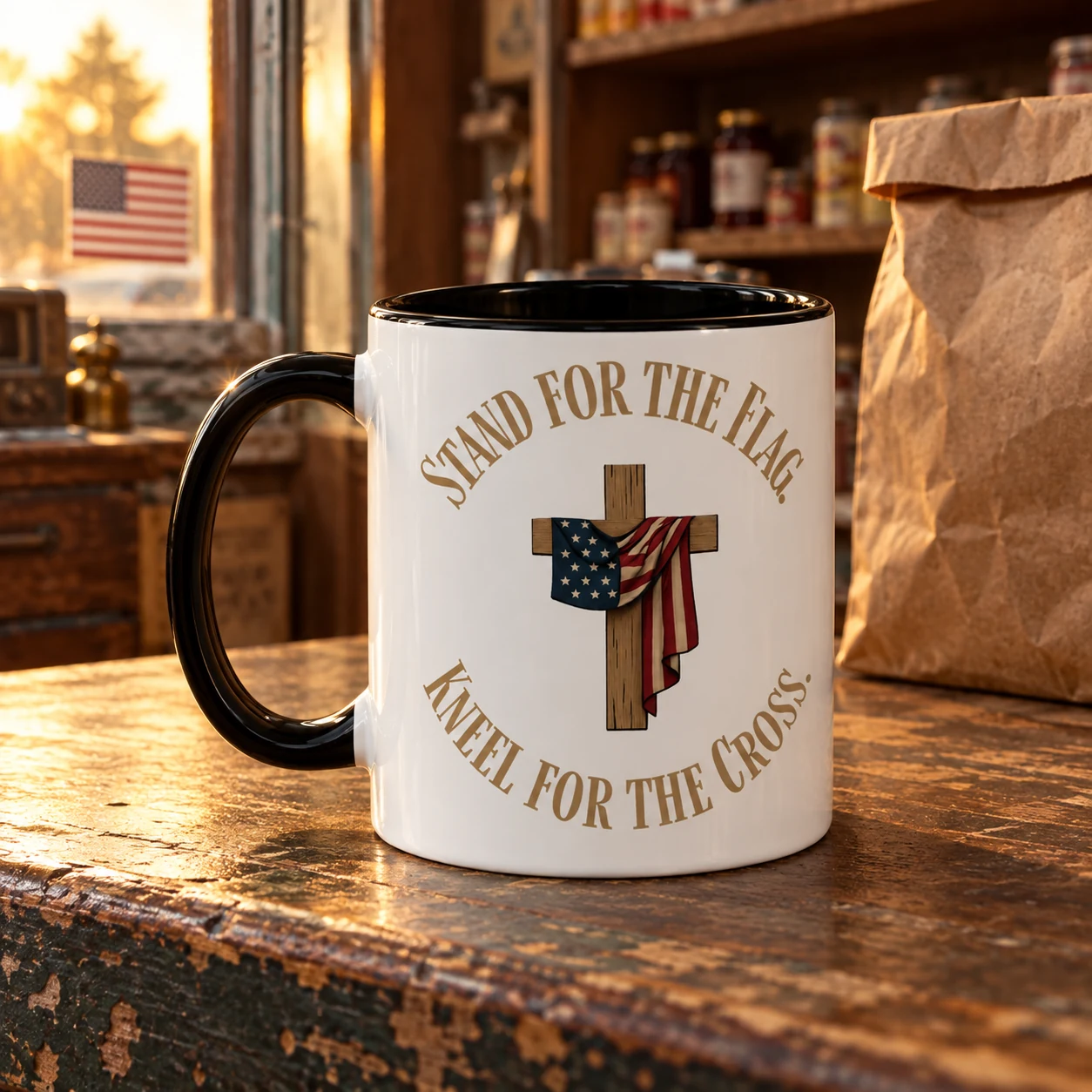 Stand for the Flag. Kneel for the Cross. Coffee Mug -  thumbnail 3