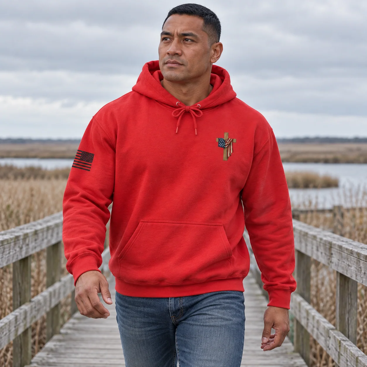 Stand for the Flag. Kneel for the Cross. Hoodie -  thumbnail 13