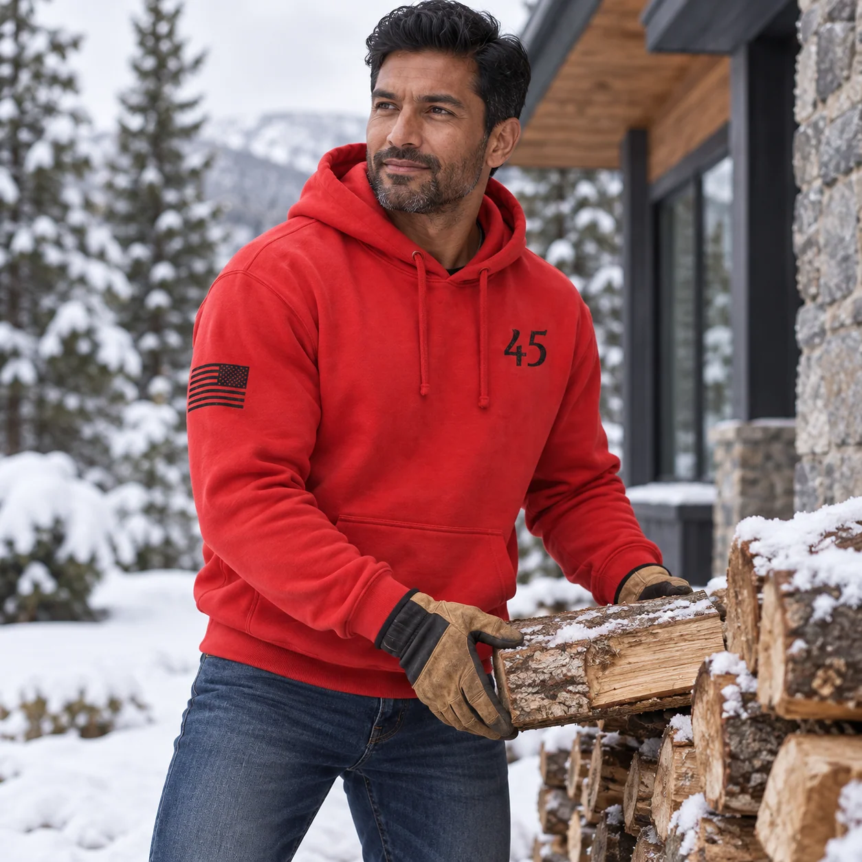 45 Hoodie - Red - Back