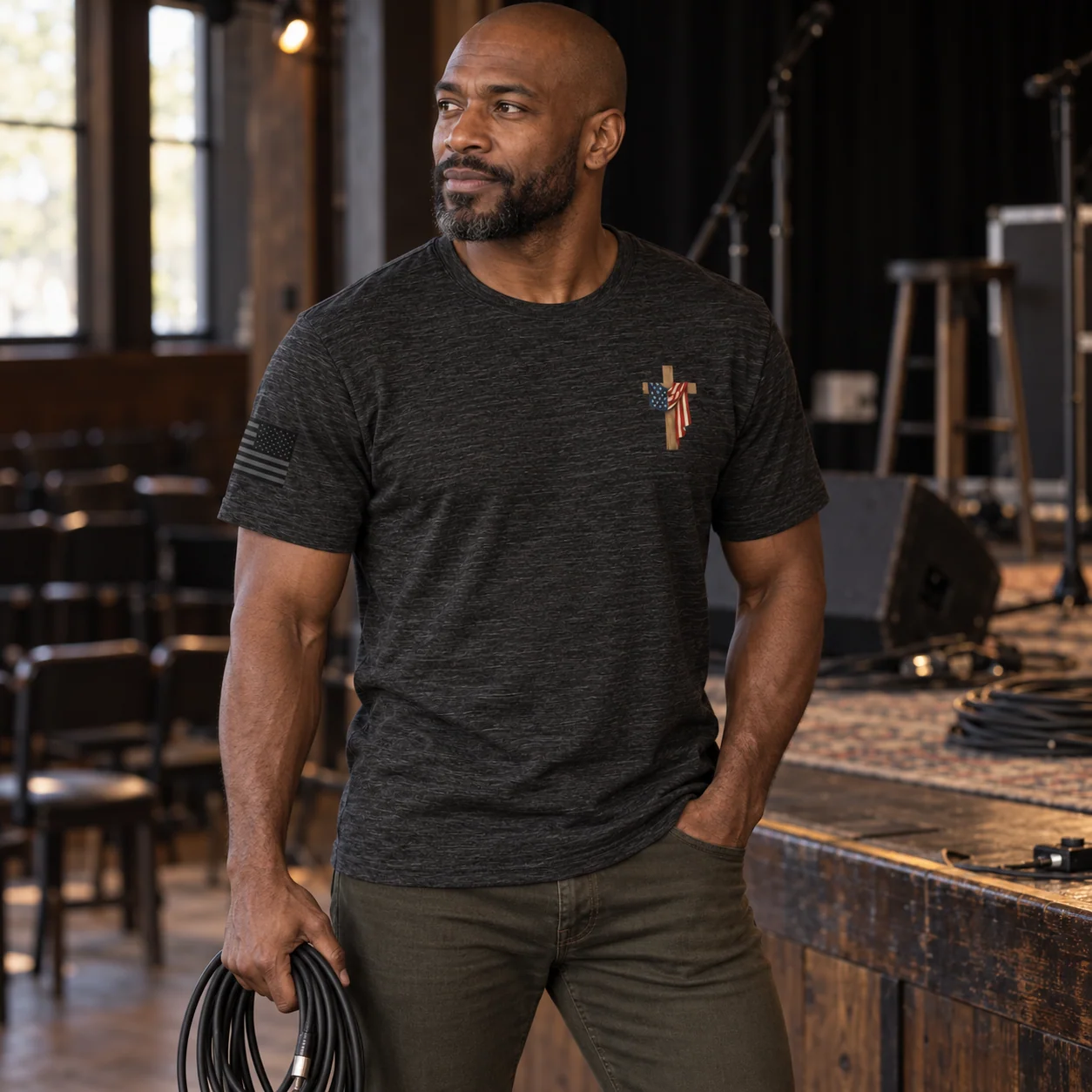 Stand for the Flag. Kneel for the Cross. T-Shirt -  thumbnail 12